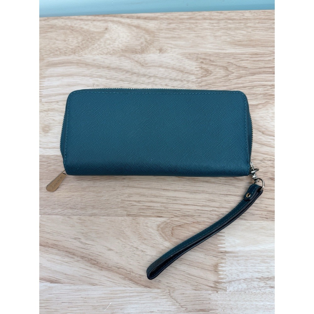 Michael Kors Silver Zip-Around Wallet‎ w/ Zipper Logo, Credit Card Teal #66 - Picture 7 of 9